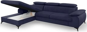 Rohová sedacia súprava Scala, tmavo modrá látka, ľavý roh