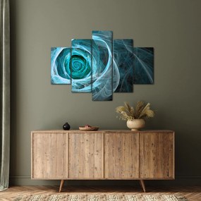 Obraz - Abstraktné ruže modrá s čiernym pozadím (150x105 cm)