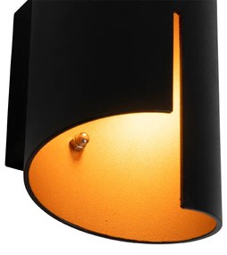 Dizajnová nástenná lampa čierna so zlatom - Faldo