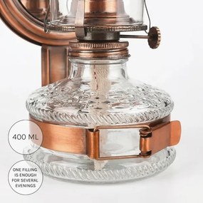 Brilagi - Petrolejová lampa so zrkadlom MERLIN medená/patina