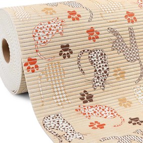 Kúpeľňová penová rohož / predložka PRO-105 Mačky a labky na béžovom - metráž šírka 65 cm