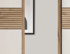 Šatníková skriňa so zrkadlom Daria, 270 cm, dub/biela