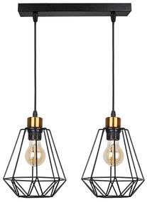 Luster na lanku PRIMO 2xE27/60W/230V čierna/zlatá