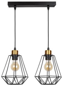 Luster na lanku PRIMO 2xE27/60W/230V čierna/zlatá