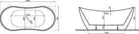 Polimat Akrylátová voľne stojaca vaňa Abi 180x80 POLIMAT-Rozmery: 180x80, POLIMAT-Farba vane: Biela / čierna lesk
