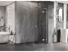 Mexen Lunar, L výklopný sprchový kút pravý 80 x 80 cm, 8mm číre sklo, chrómový profil, 834L-080-080-01-00-P