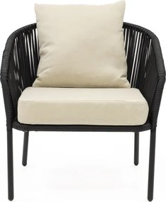 Záhradný nábytok na terasu – pohovka, kreslá a stolík Springos GF0116 čierno-béžová súprava