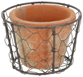 Drôtený kôš s terakotovým kvetináčom Esschert Design