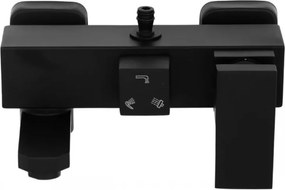 Erga Cube, sprchová batéria s vaňovým výtokom a horným pripojením sprchového stĺpu, 150 mm, čierna matná, ERG-YKA-BW.CB-BLK