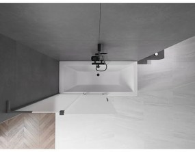 Mexen Velar L, 2-krídlová posuvná vaňová zástena 110 x 150 cm, 8mm sklo námraza, grafitová, 896-110-003-31-95