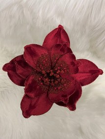Červený zamatový vianočný kvet 21cm