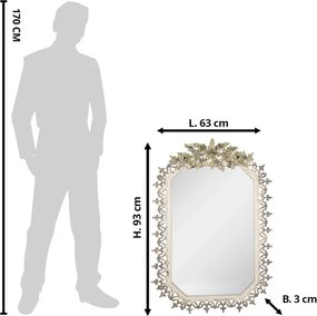 Šedobéžové anik nástenné zrkadlo s ozdobnými kvetmi Viloé - 63*3*93 cm