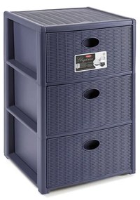 STEFANPLAST Úložný plastový regál Elegance, 3 zásuvky, modrý