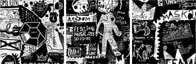 Obraz - Graffiti (s hodinami) (90x30 cm)