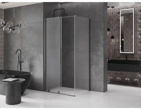 Mexen Velar, sprchový kút s posuvnými dverami 140 x 90 cm, 8mm sklo námraza, grafit brúsený, 871-140-090-31-66
