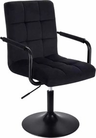 LuxuryForm DESIGN Otočná stolička VERONA BLACK VELUR na čiernom tanieri - čierna