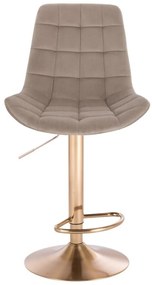 LuxuryForm DESIGN Barová stolička PARIS VELUR na zlatom tanieri - latte