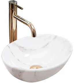 Rea Sofia mini Shiny Aiax, keramické umývadlo na dosku 35x26 cm, imitácia kameňa Aiax, REA-U8014