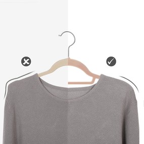 Zamatové vešiaky, protišmykové, 50 ks, svetloružové