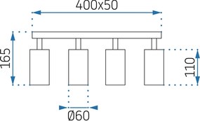 Toolight Toolight, stropné reflektorové svietidlo 4xGU10 60W APP940-4C, čierna, OSW-03858