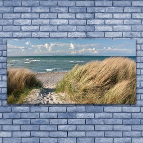 Obraz plexi Pláž more tráva krajina 120x60 cm