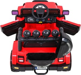 Ramiz Detské terénne auto Full Time 4WD červené na diaľkové ovládanie + pohon 4x4 + LED audio + úložný priestor
