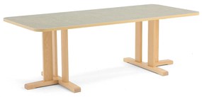 Stôl KUPOL, obdĺžnik, 1800x800x600 mm, linoleum - šedá, breza