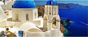 Obraz - Santorini, Grécko (120x50 cm)