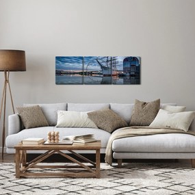 Obraz plachetnice (s hodinami) (90x30 cm)