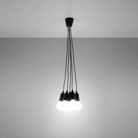 Závesné svietidlo Diego 5, čierne telo svietidla