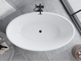 Mexen Nike, voľne stojaca vaňa 175 x 100 cm, biela, čierny matný prepad, 54071751000-70