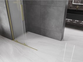 Mexen Velar L, posuvná sprchová zástena Walk-in 100 x 200 cm, 8mm sklo námraza, zlatá matná, 871-100-003-33-55