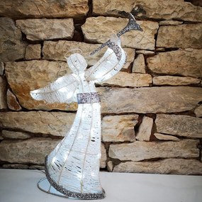DECOLED Svetelný LED anjel 50 cm, napájaný batériami, IP44