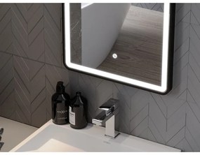 Mexen Coro, LED kúpeľňové zrkadlo s podsvietením a čiernym rámom 45x120 cm, 6000K, ochrana proti zahmlievaniu, 9817-045-120-611-70