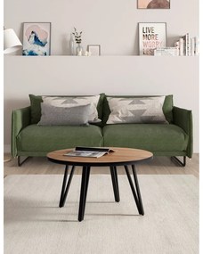 Okrúhly konferenčný stolík v čiernej a prírodnej farbe s doskou v dubovom dekore ø 80 cm Sindi – Marckeric