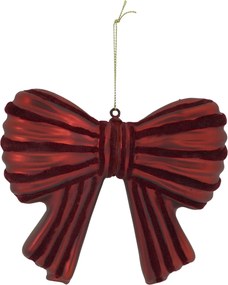 Červená vianočná sklenená ozdoba mašle Bow – 13*3*11 cm