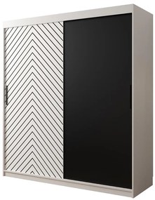 Skriňa Jodełka 180 biely/biely/čierna