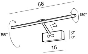 LED nástenné svietidlo Davinci 58 čierna chrom
