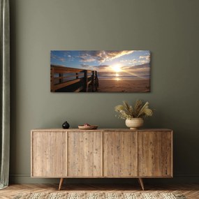 Obraz móla, pláže a more (120x50 cm)