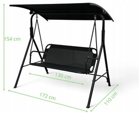 Elegantná záhradná hojdačka pre 3 osoby – čierna