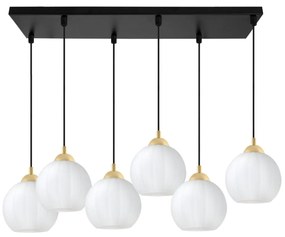 Závesné svietidlo Costa, 6x biele sklenené tienidlo, b/g