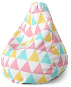 Sablio Sedací vak Pear Trojfarebné Trojuholníky - 70 x 95 x 15 cm