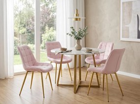 Ružová zamatová stolička BERA so zlatými nohami