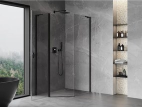 Mexen Mist L, päťuholníkový sprchový kút s krídlovými dverami, 80 x 90 cm, 8mm číre sklo, čierny profil, 8A8L-080-090-70-00