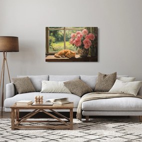 Obraz - Mačka na okne (90x60 cm)