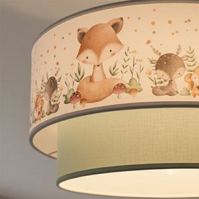 Brilagi-LED Detské prisadené stropné svietidlo BOBO 1xE27/60W/230V Ø 40 cm biela/zelená/so zvieracím motívom