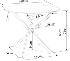 Jedálenský stôl Alix (sklo + zlatá) (pre 4 osoby). Akcia -6%. Vlastná spoľahlivá doprava až k Vám domov. 1049855