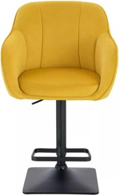 LuxuryForm DESIGN Barová stolička AVOLA VELUR na čiernej hranatej podstave - žltá