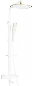 Mexen - CQ49 sprchový set s termostatickou batériou Cube, biela- zlatá,779104995-25