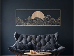 drevko Široký obraz Západ slnka za horami Rozmer obrazu: 32 x 89 cm, Farba dekorácie: Čierna